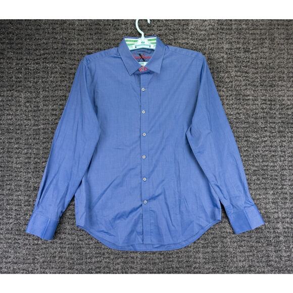 Robert Graham Shirt Mens XL Blue Tailored Fit Cotton Long Sleeve Designer City - Picture 1 of 12